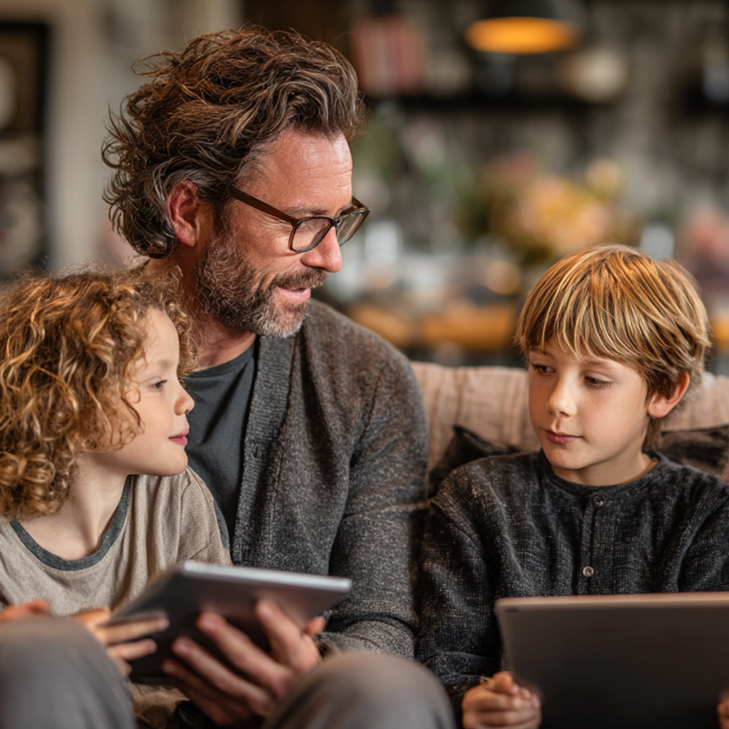 Family using BibleU together Family using BibleU together